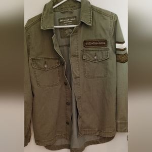 American Eagle green army shirt jacket size small